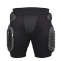 Black cycling hip pad protective pants with adjustable waistband for mountain biking and motocross