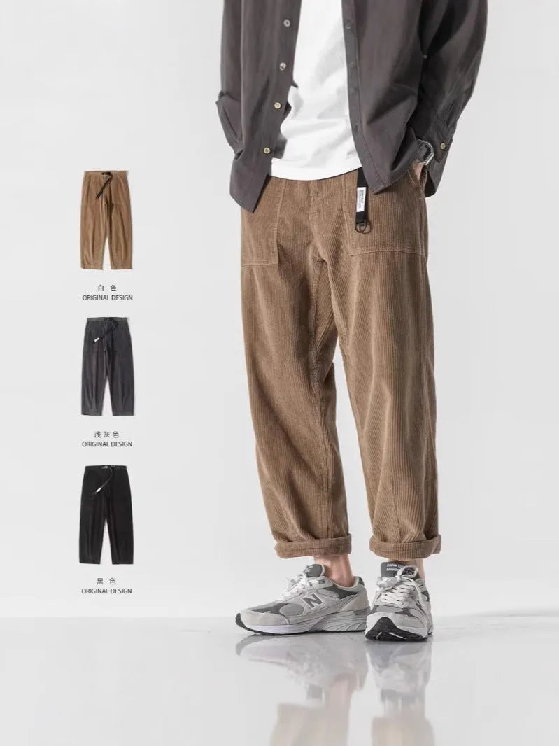 Loose straight tapered pants with wide legs in chemical fibre blend fabric, shown in dark grey colour
