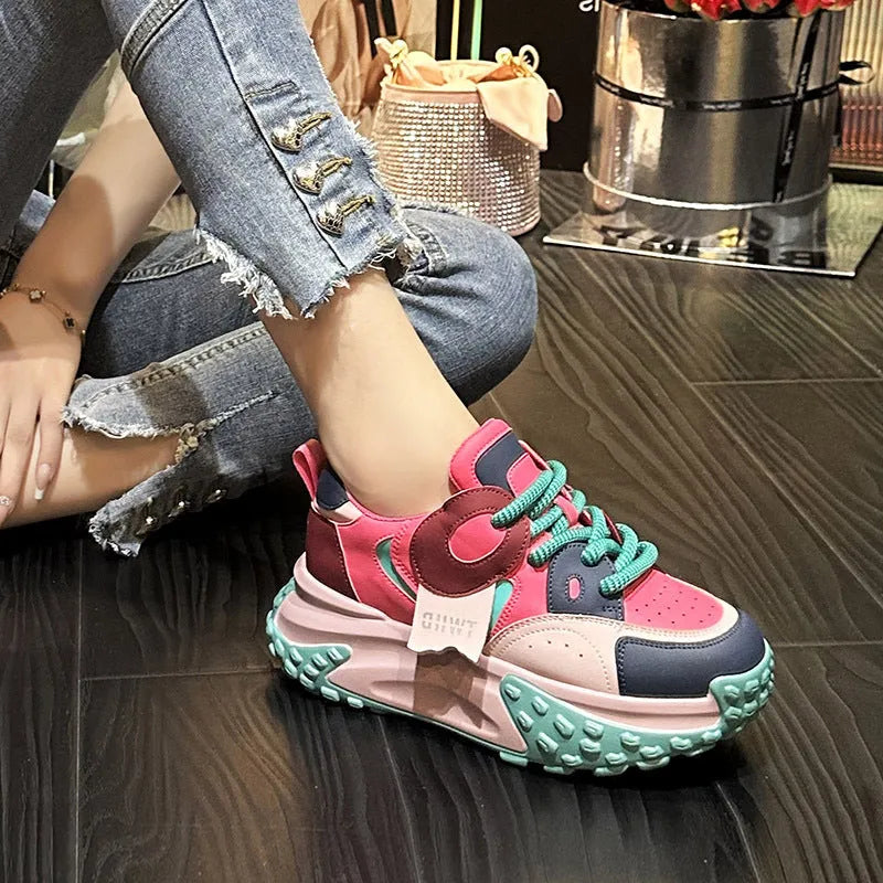 Women's silver leather wedge heel casual shoes with thick sole and lace-up front.
