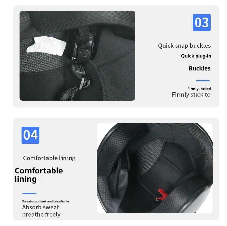 Retro ABS helmet for men and women in matte black with visor