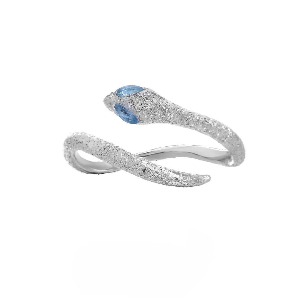 Adjustable silver snake ring with electroplated platinum colour finish for women