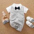 Gentleman-style wine red baby boy cotton jumpsuit with single-breasted closure and long sleeves