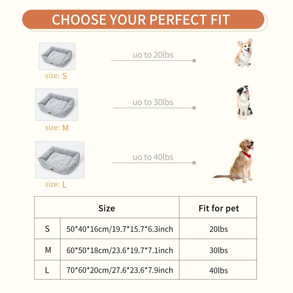 Swirl Rose Velvet dog bed with raised rim and removable cushion on a floor, size option S, M, or L.