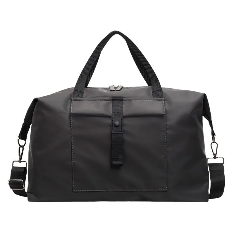 One-shoulder travel bag in oxford cloth with 36-55 litre capacity shown in grey colour