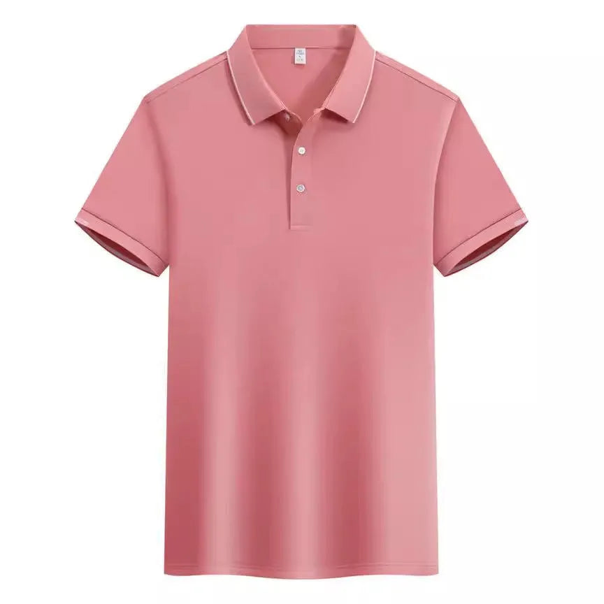 Men's loose fit cotton blend polo shirt with a two-tone collar detail in a selection of colours.