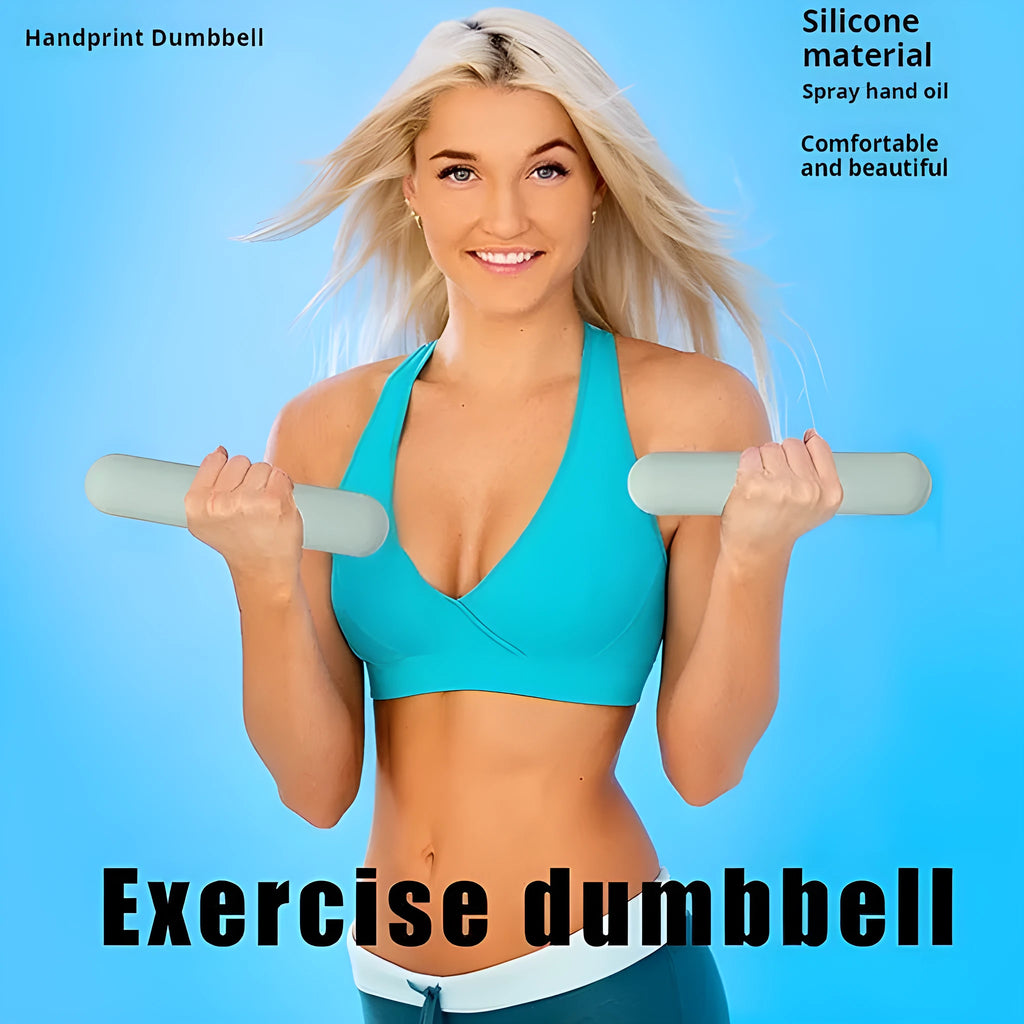 Silicone-edged hand-drawn cast iron dumbbell stick in various colours and weight options.
