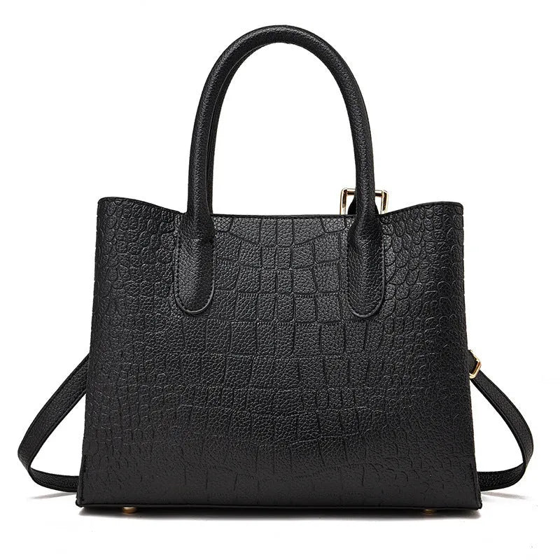 Women's PU crocodile pattern messenger shoulder bag in gray with crossbody strap