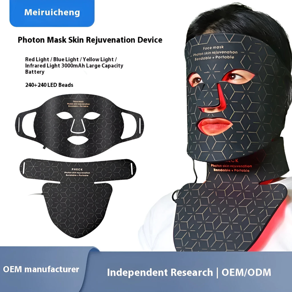 Infrared colour light skin rejuvenation face mask set for home use in black and white colour options