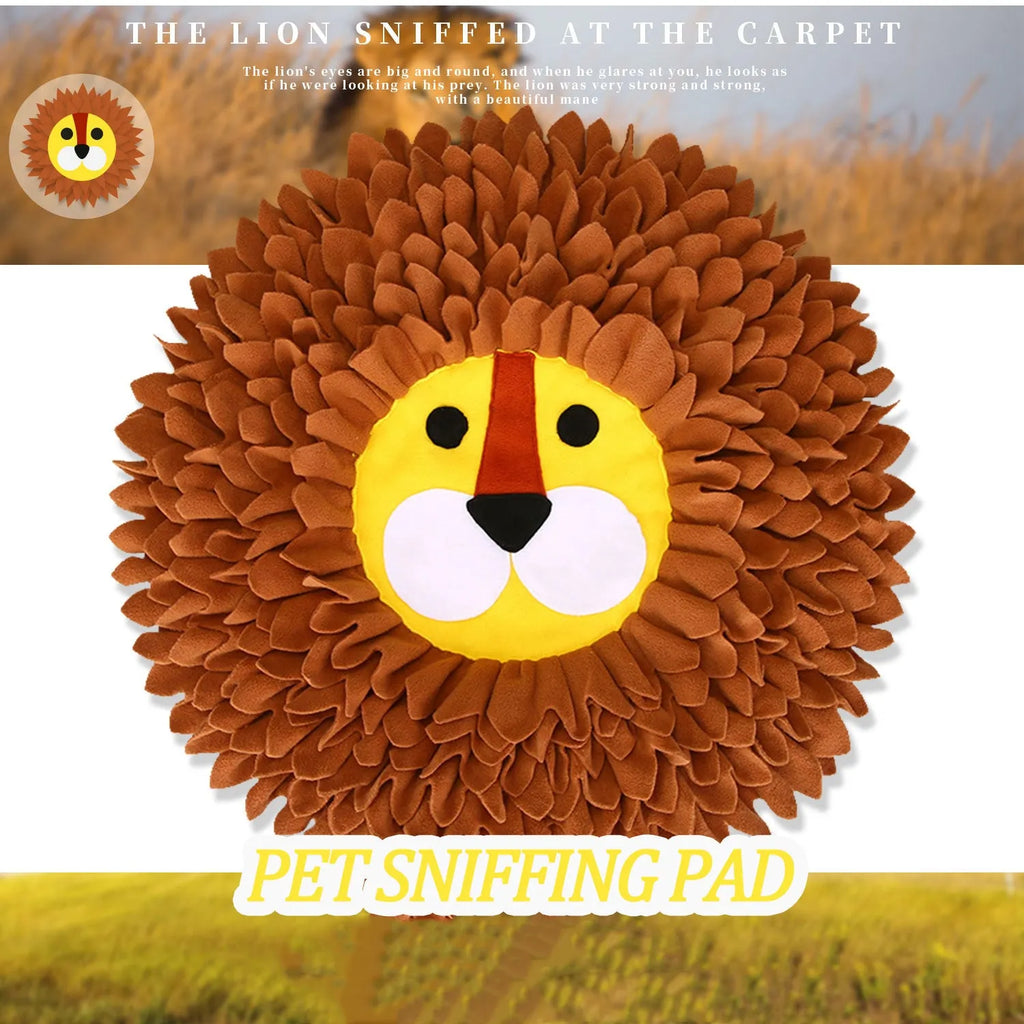 Brown lion design sniffing pad pet toy for dogs and cats, 33cm long