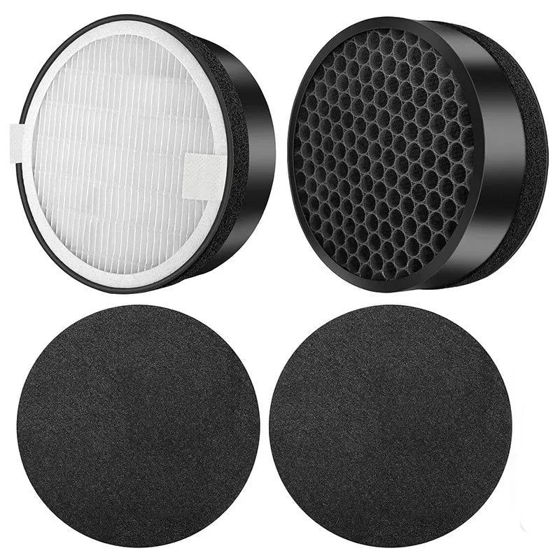 Levoit LV-H132 air purifier replacement filter set with white HEPA screen and grey activated carbon layer.