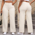 Women's high-waist straight leg jeans in apricot colour with a wide leg cut.