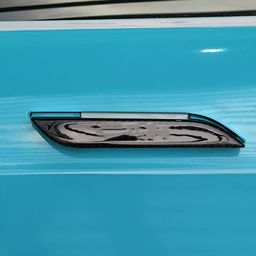 Tesla Model S carbon fibre door handle protection patches with adhesive backing