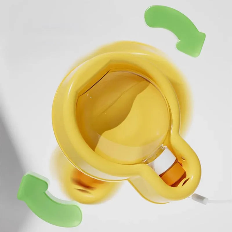 Green portable dog travel water cup with pull-out bowl, showing 500ml capacity and leak-proof design.