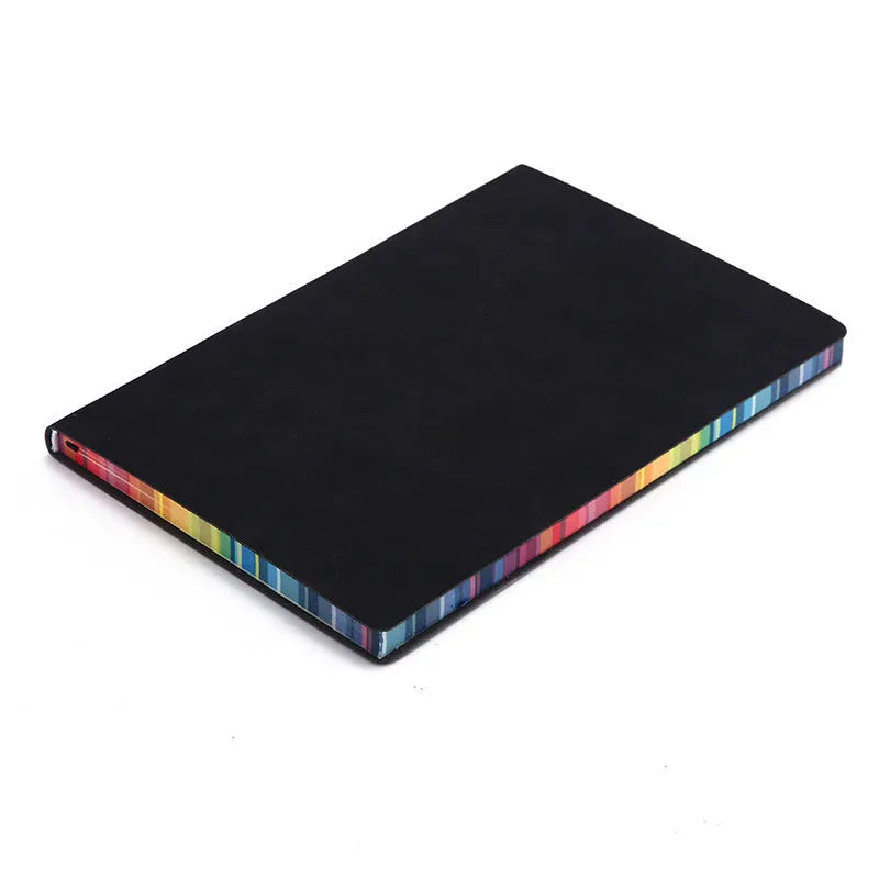 Colorful Rainbow Side A5 PU leather cover notebook with 100g Daolin paper and lock-line binding