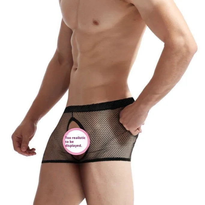 Men's black nylon underwear with average Asian sizing for a smooth fit