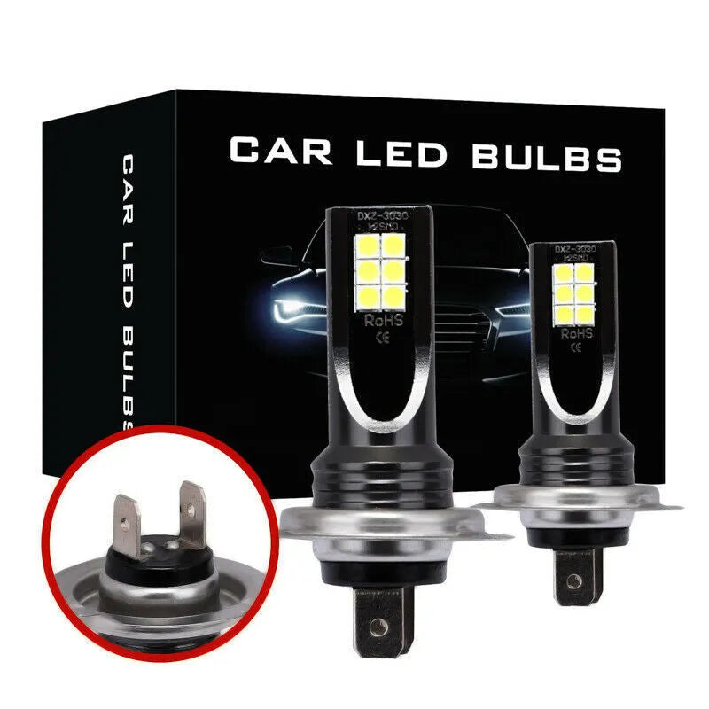 White aluminium H7 LED fog light bulb with 12 SMD beads for car front fog lamp use.