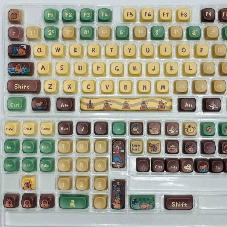 Capabala 130-key ABS mechanical keyboard keycap set shown in Girl MOA style, arranged for a full keyboard layout.