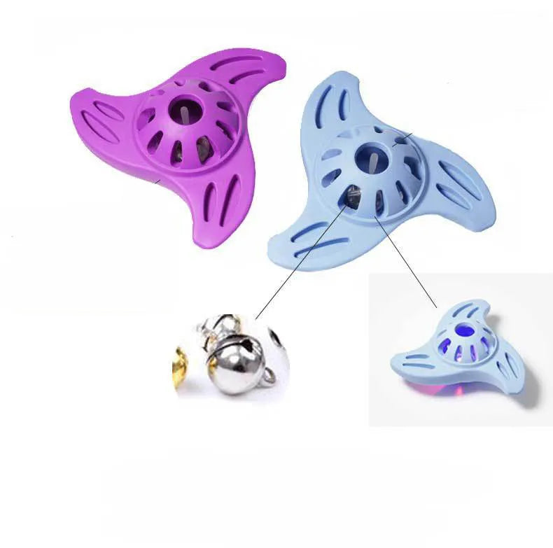 Blue or purple bite-resistant boomerang dog toy for medium and large breed chewing and fetch play.