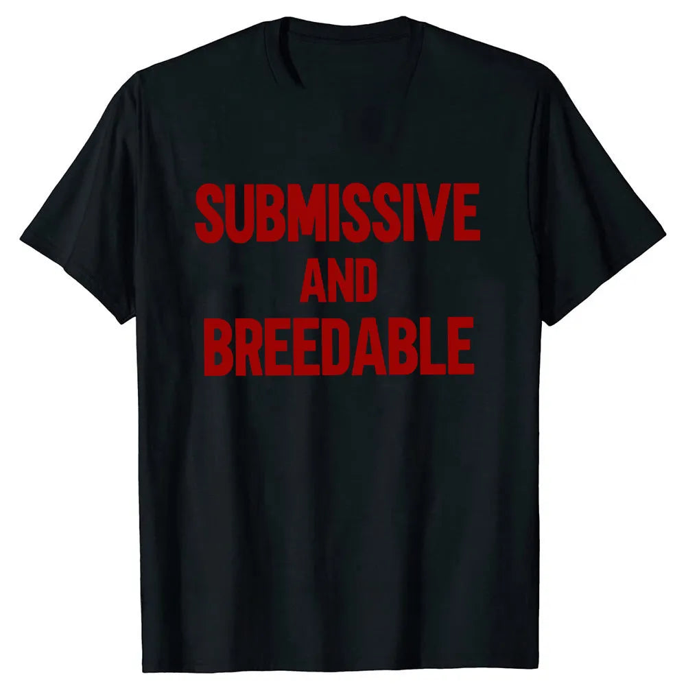 Cotton T-shirt with obedient and reproducible humour print in loose fit short sleeve design
