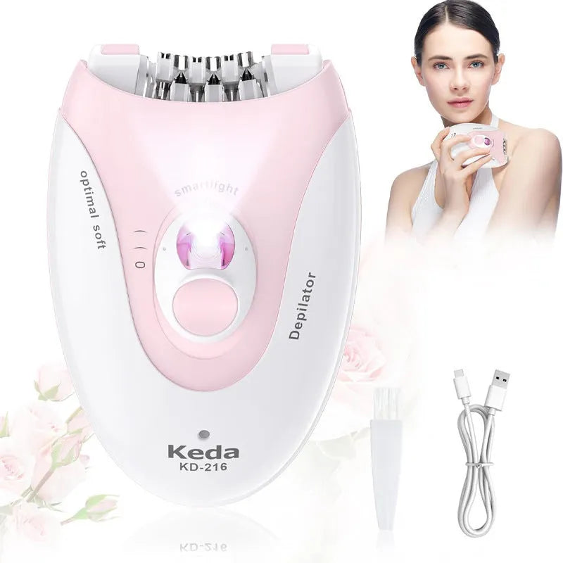 KEDA-216 coloured USB electric hair removal device with brush and charger