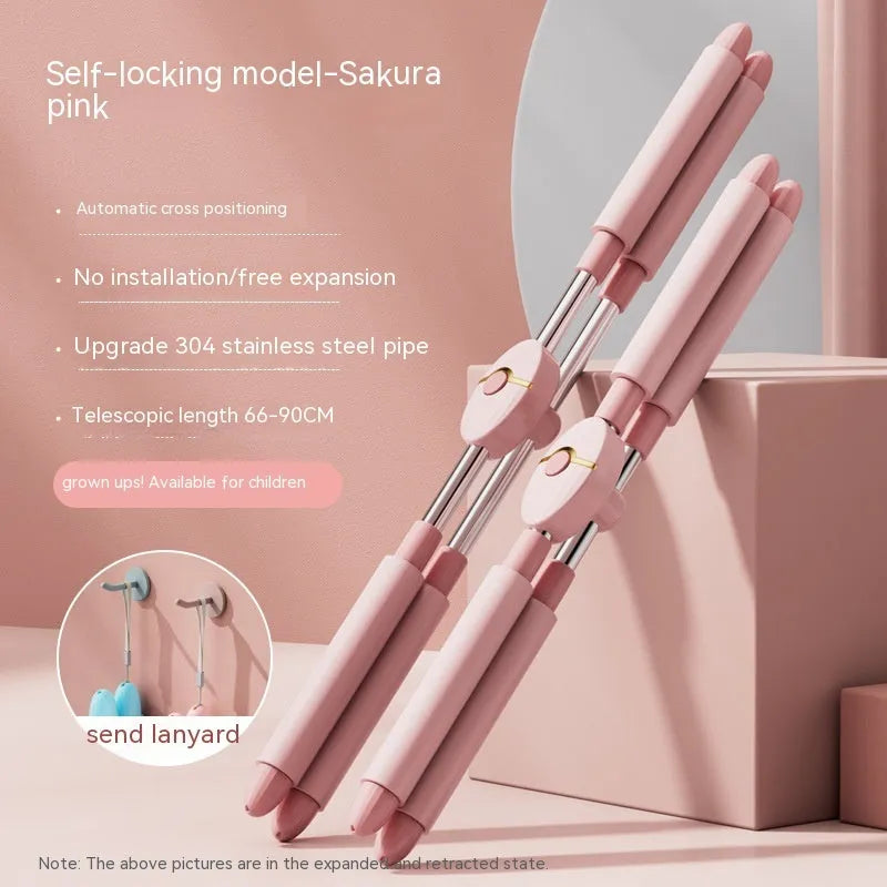 Children's adjustable open back stick yoga aid for fitness body shaping in pink or blue