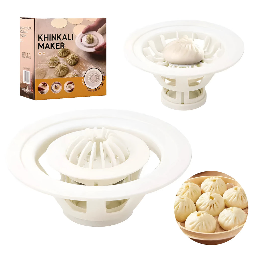 Set of four black plastic steamed bun moulds for making baozi, dumplings, and shaomai