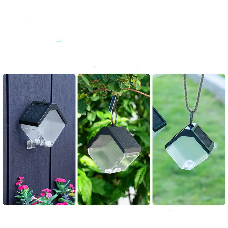 Outdoor solar ice brick chandelier dual colour warm and colour LED IP65 garden light with clip on fence
