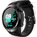 Black men's smart watch with 1.3 inch screen showing exercise tracking interface
