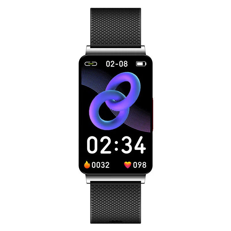 Smart watch with blood oxygen and sleep monitoring on silicone band, IPS screen, available in silver network silicone