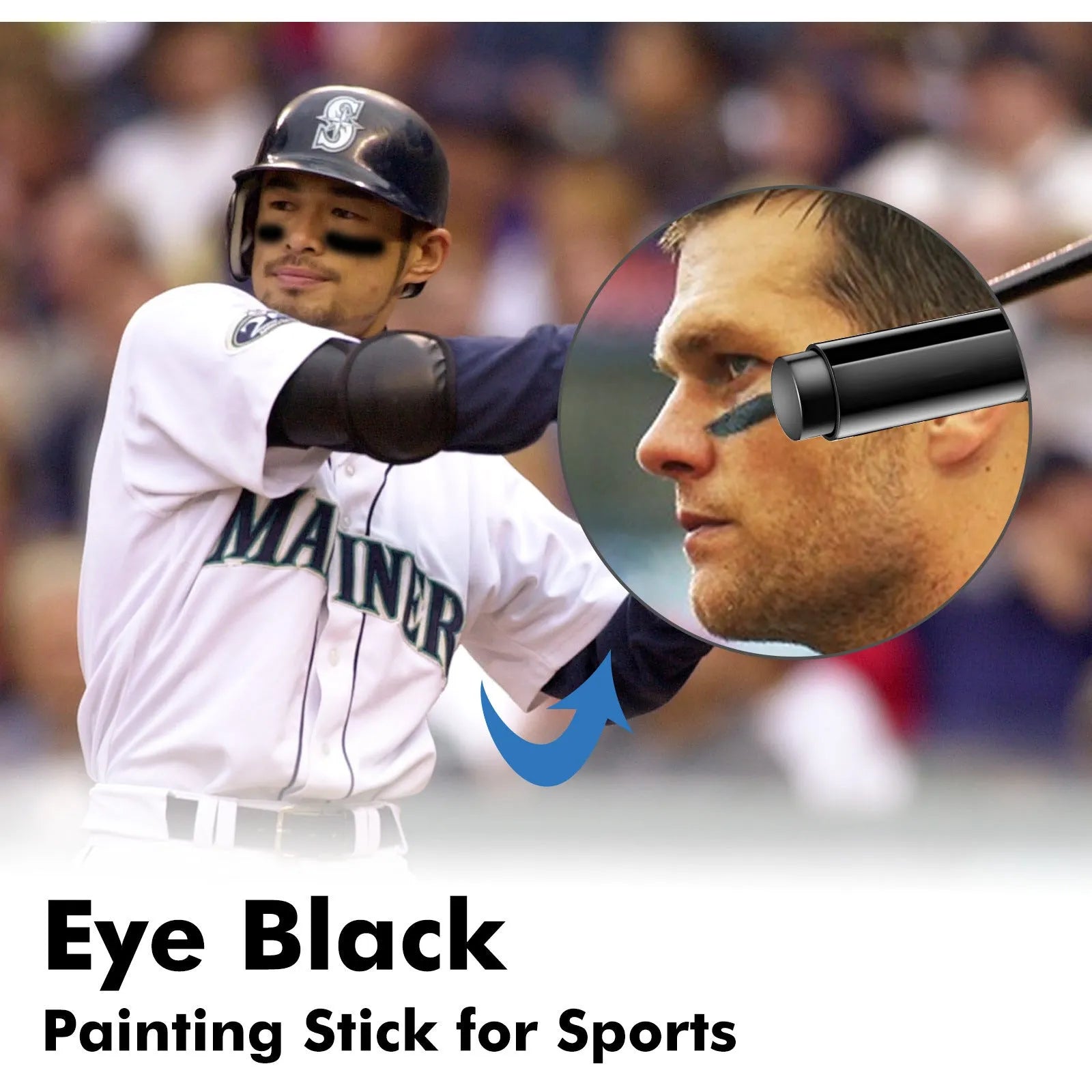 Sports eye black paint stick for baseball athletes with sweat-proof formula in 15g packaging