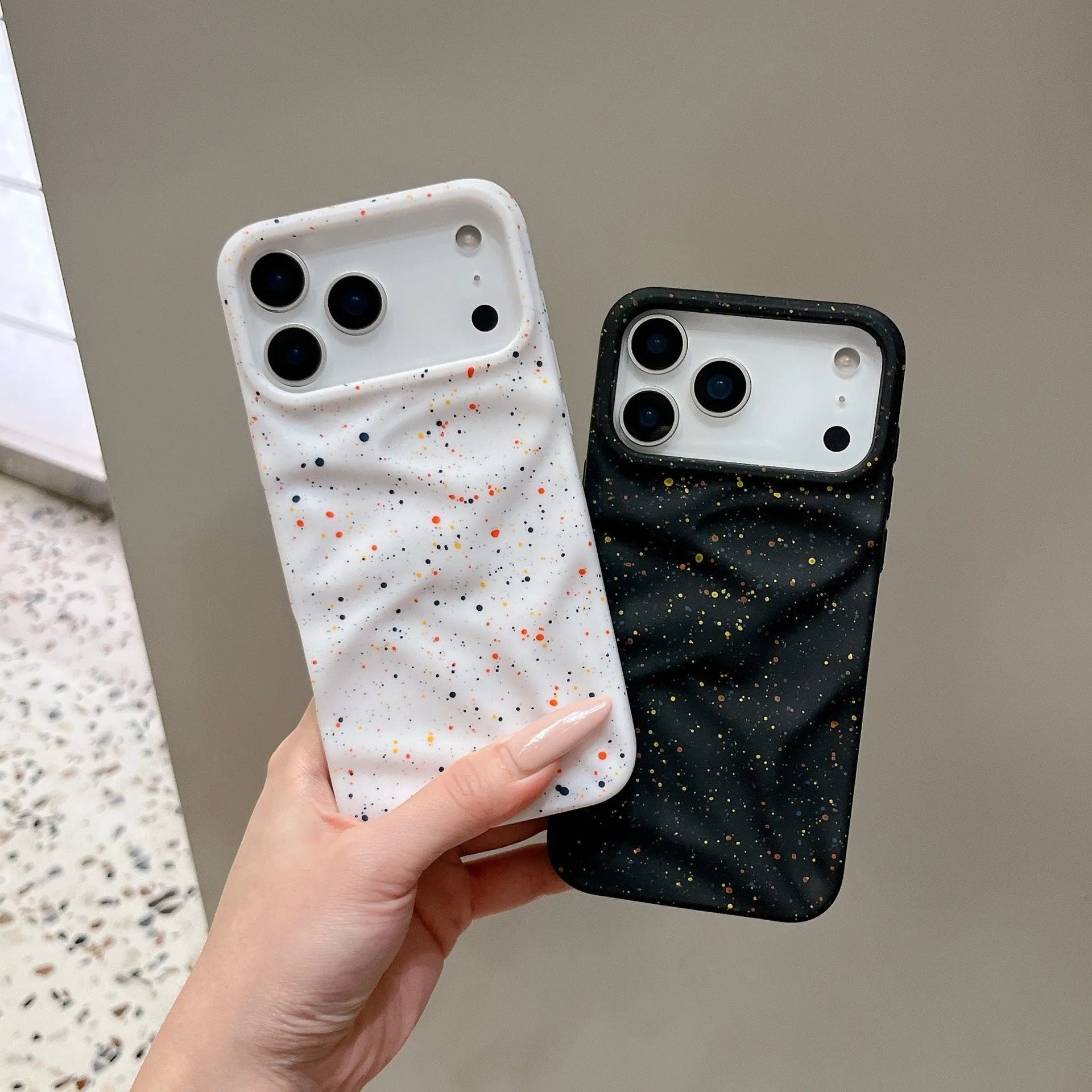 TPU phone case with splash ink pattern in black, compatible with iPhone 11-17 series, anti-fall anti-fingerprint cover