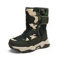 Children's high-top cotton boots in camouflage colour with hook-and-loop strap