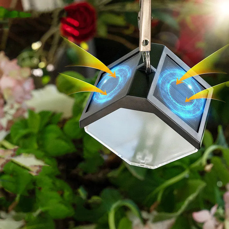 Outdoor solar ice brick chandelier dual colour warm and colour LED IP65 garden light with clip on fence