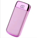 Square aluminium alloy power bank with digital display and multiple USB ports in select colours.