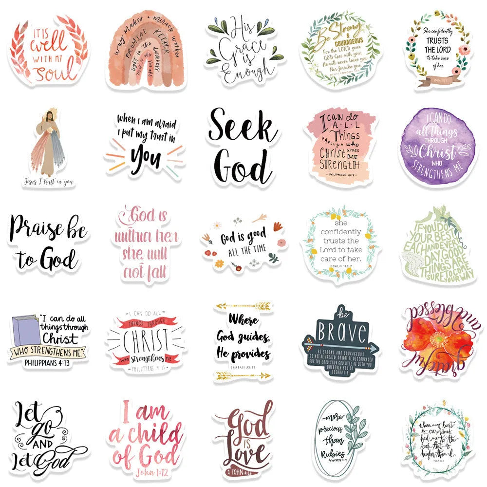 Set of 50 graffiti stickers with random printed patterns for decorative craft projects