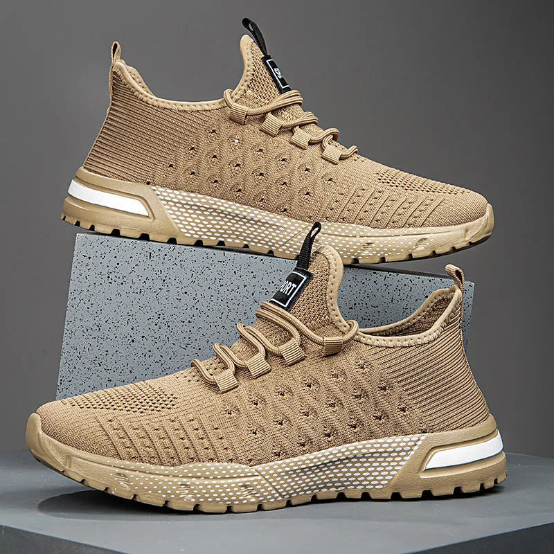Men's casual mesh shoes in Army Green colour on a white background.