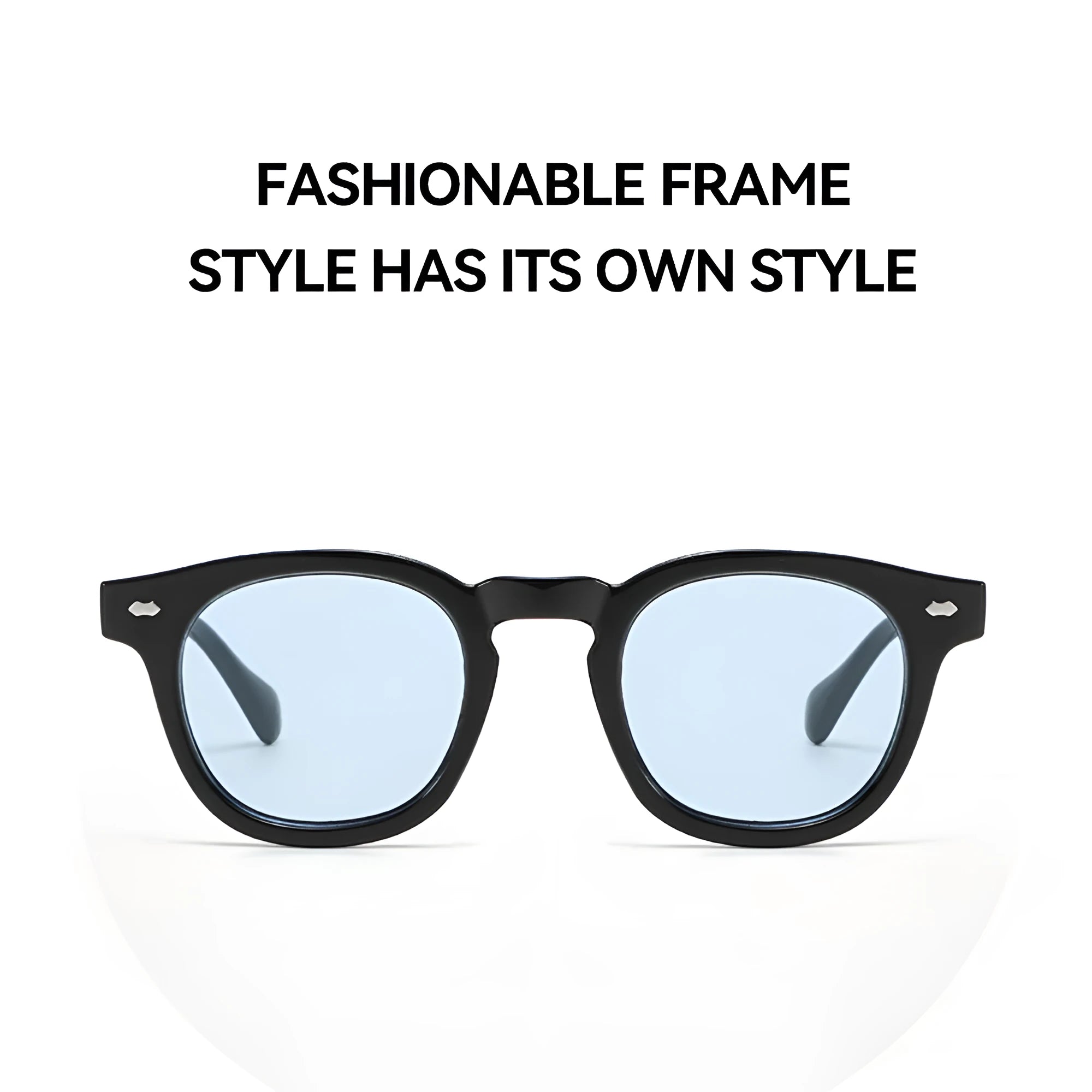 Simple round rim retro sunglasses with plastic frame, shown in bright black and grey lens colour option.