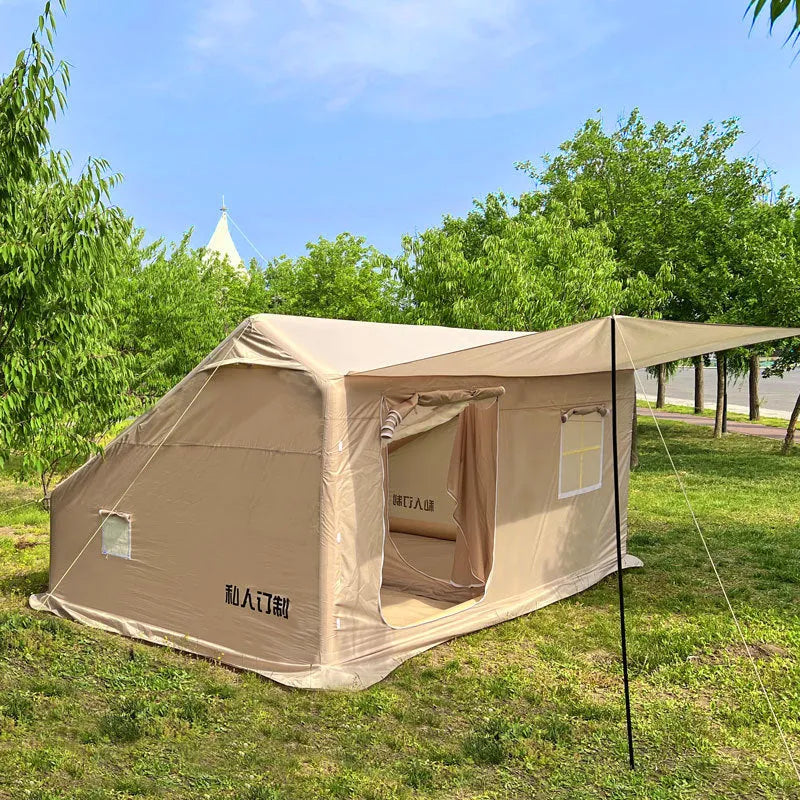 Outdoor camping inflatable cotton tent double layer quick open Oxford cloth 12 flat for 3-4 persons