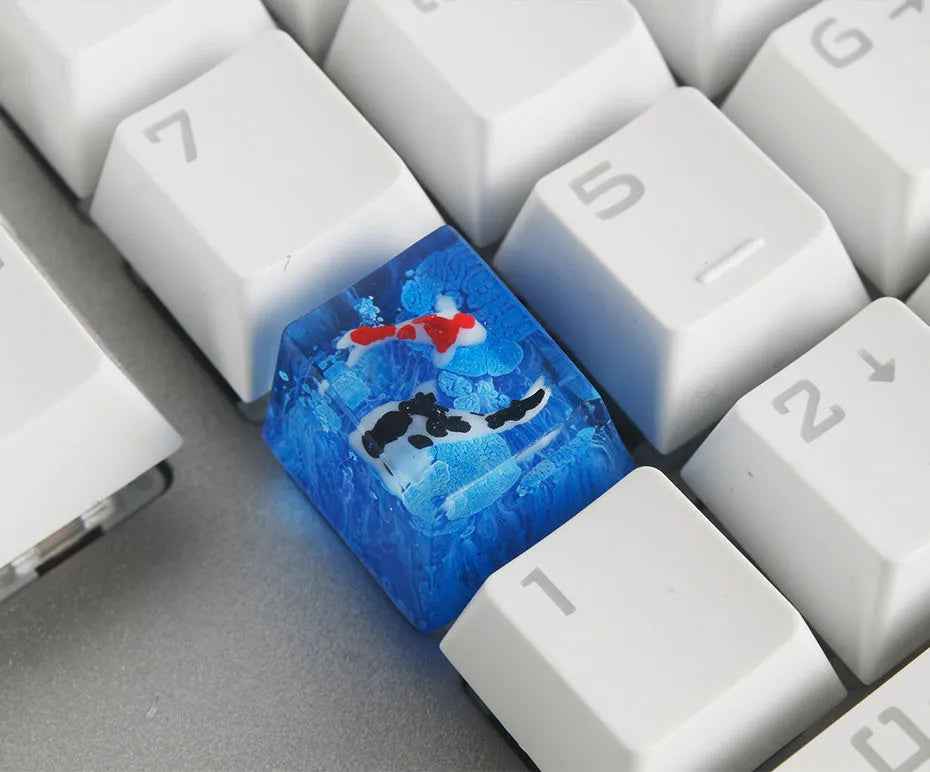 Scenery koi fish design resin keycap for Cherry MX mechanical keyboard switches