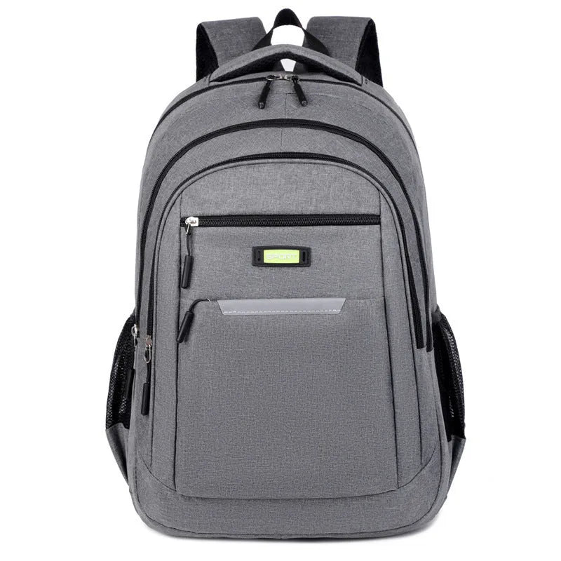 Men's casual Oxford cloth backpack in grey, black, green, and blue colour options