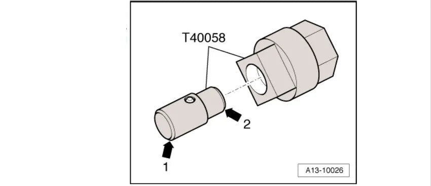 Aodi T40058 crankshaft rotating sleeve engine timing tool with adapter.