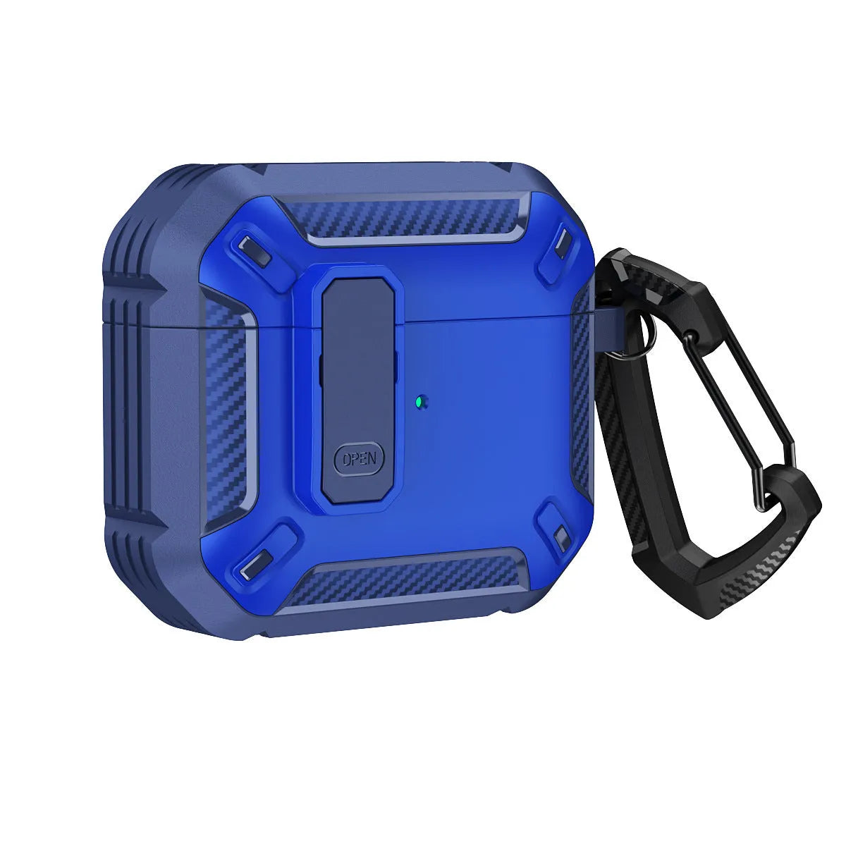 Plastic clamshell AirPods case with hook in two-colour design options