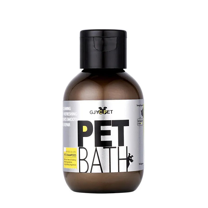 Plain 100ml bottle of antibacterial deodorant dog shower gel for pet body wash