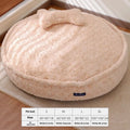Removable washable pet bed in milk tea colour round nest design showing soft cloth construction