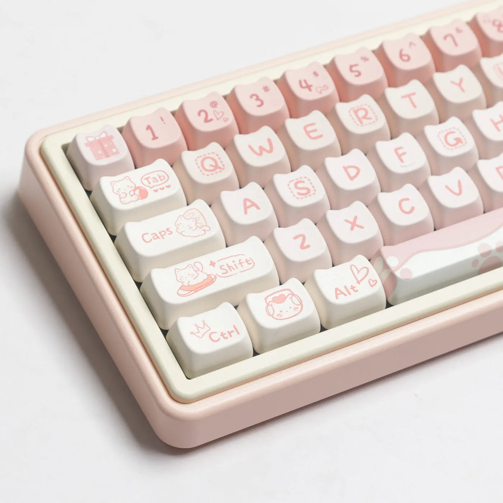 Full set of PBT sublimation keycaps for mechanical keyboard showing complete 98+ key layout