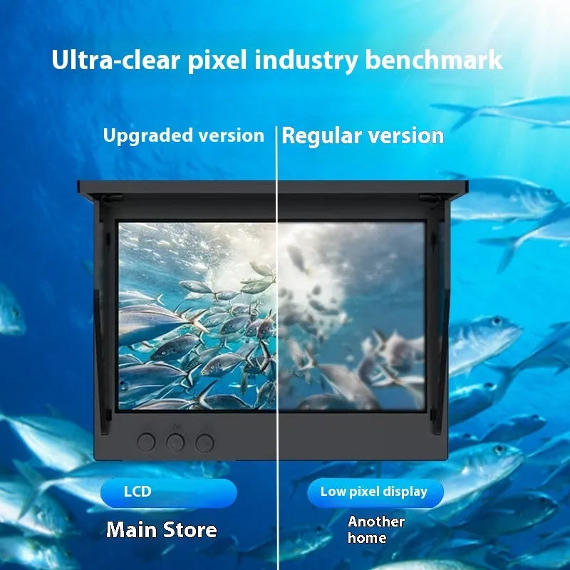 Fish finder underwater camera with 4.3-inch screen showing HD underwater visuals and temperature display