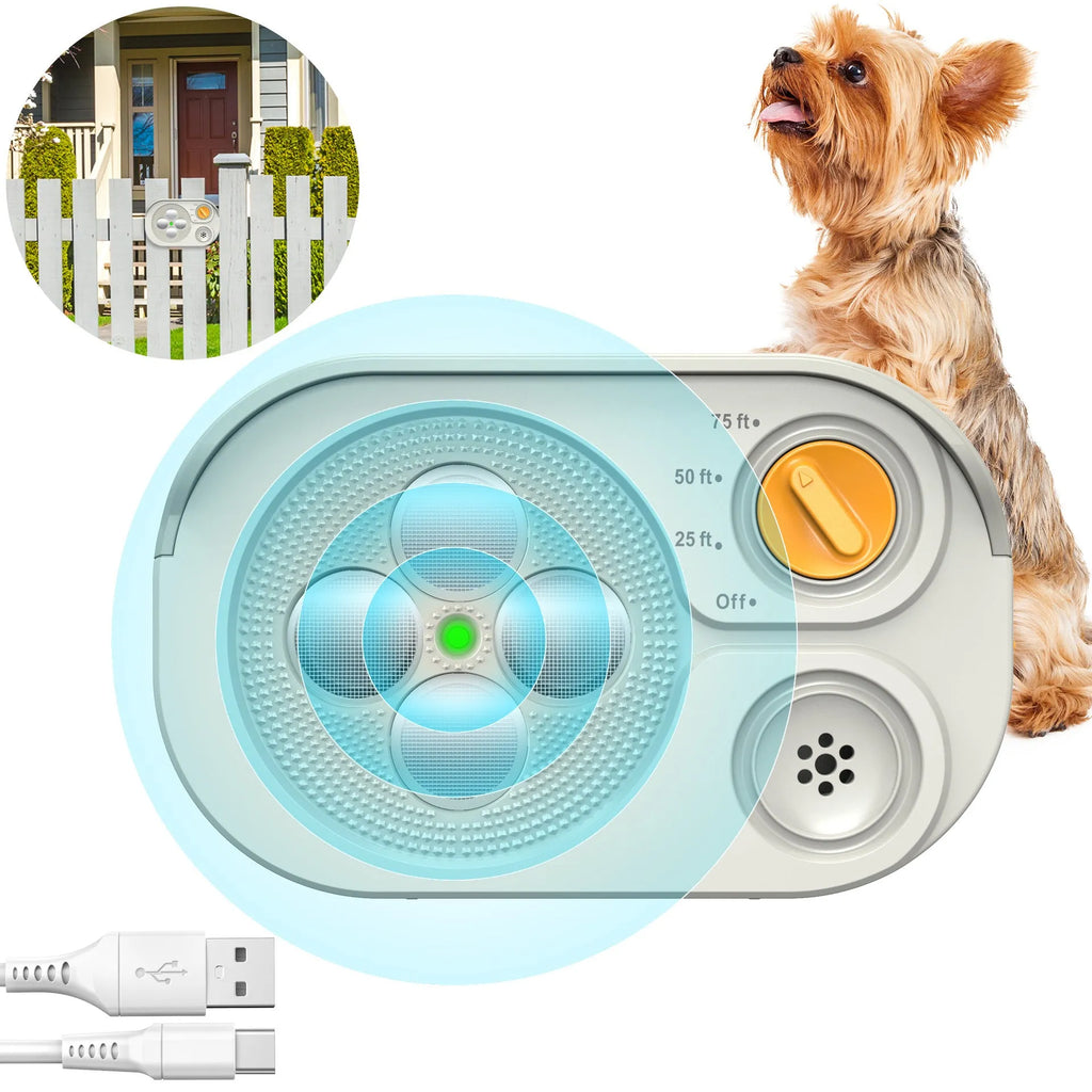 Automatic ultrasonic bark stopping dog training device black ABS casing compact 124x77x42mm