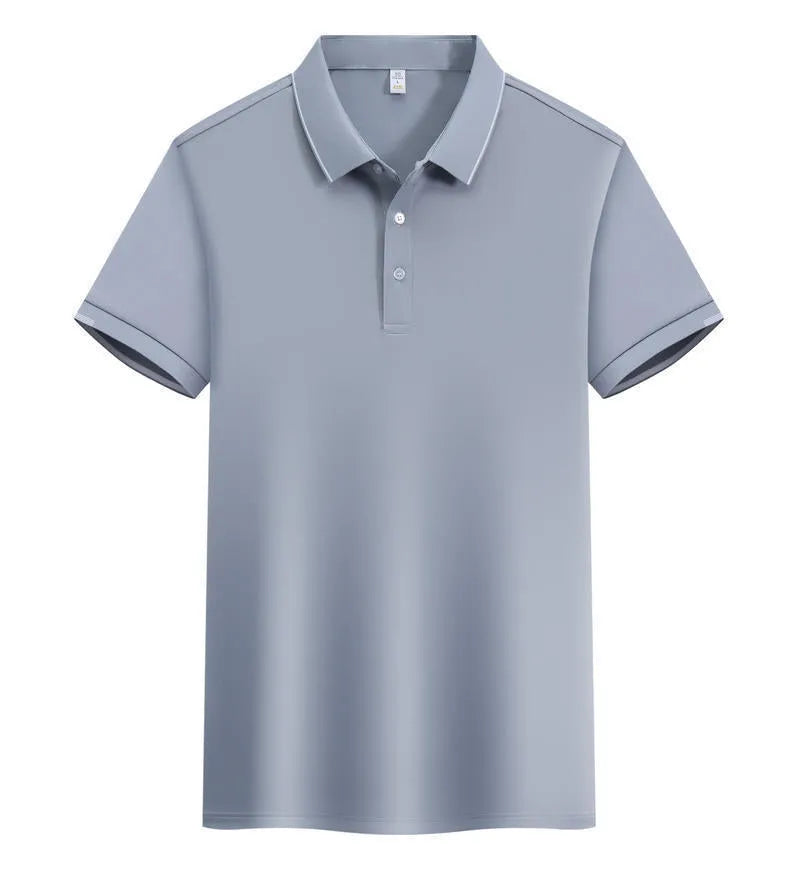 Men's loose fit cotton blend polo shirt with a two-tone collar detail in a selection of colours.