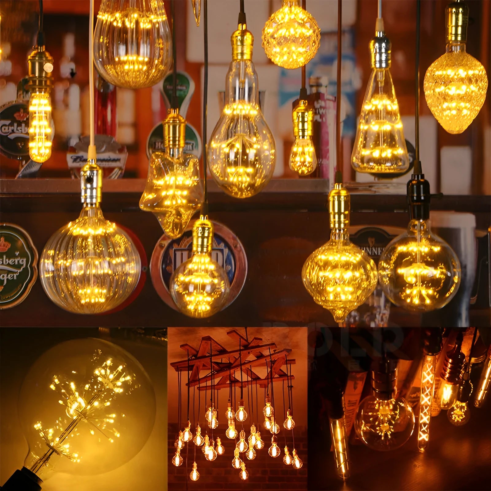 Gypsophila E27 LED decorative bulb with warm yellow light, aluminium body, glass shade