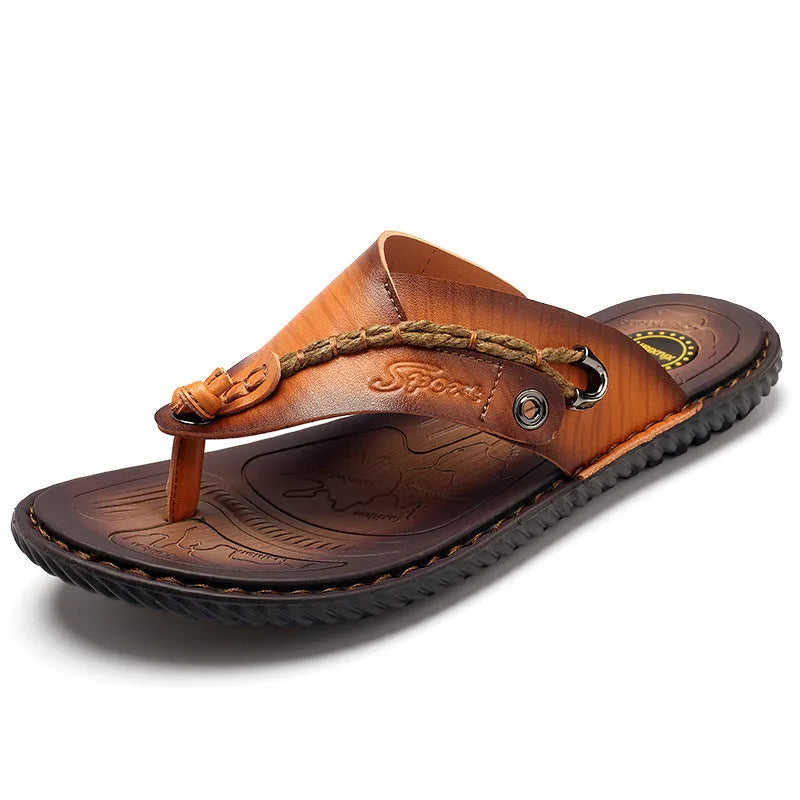 Men's lightweight non-slip slippers in PU leather available in four colours.